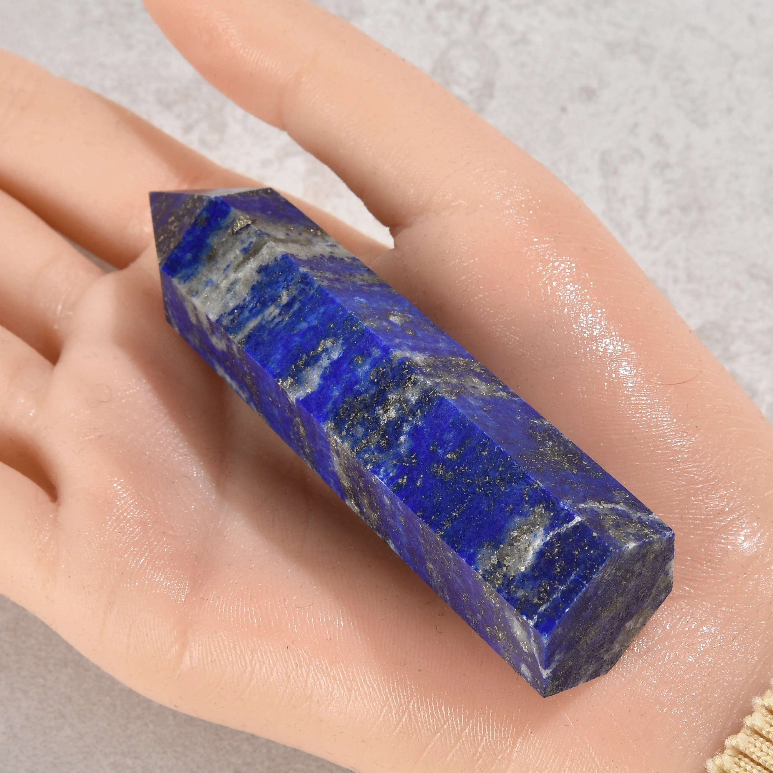 3.5" Lapis Obelisk Tower Gemstone Carving