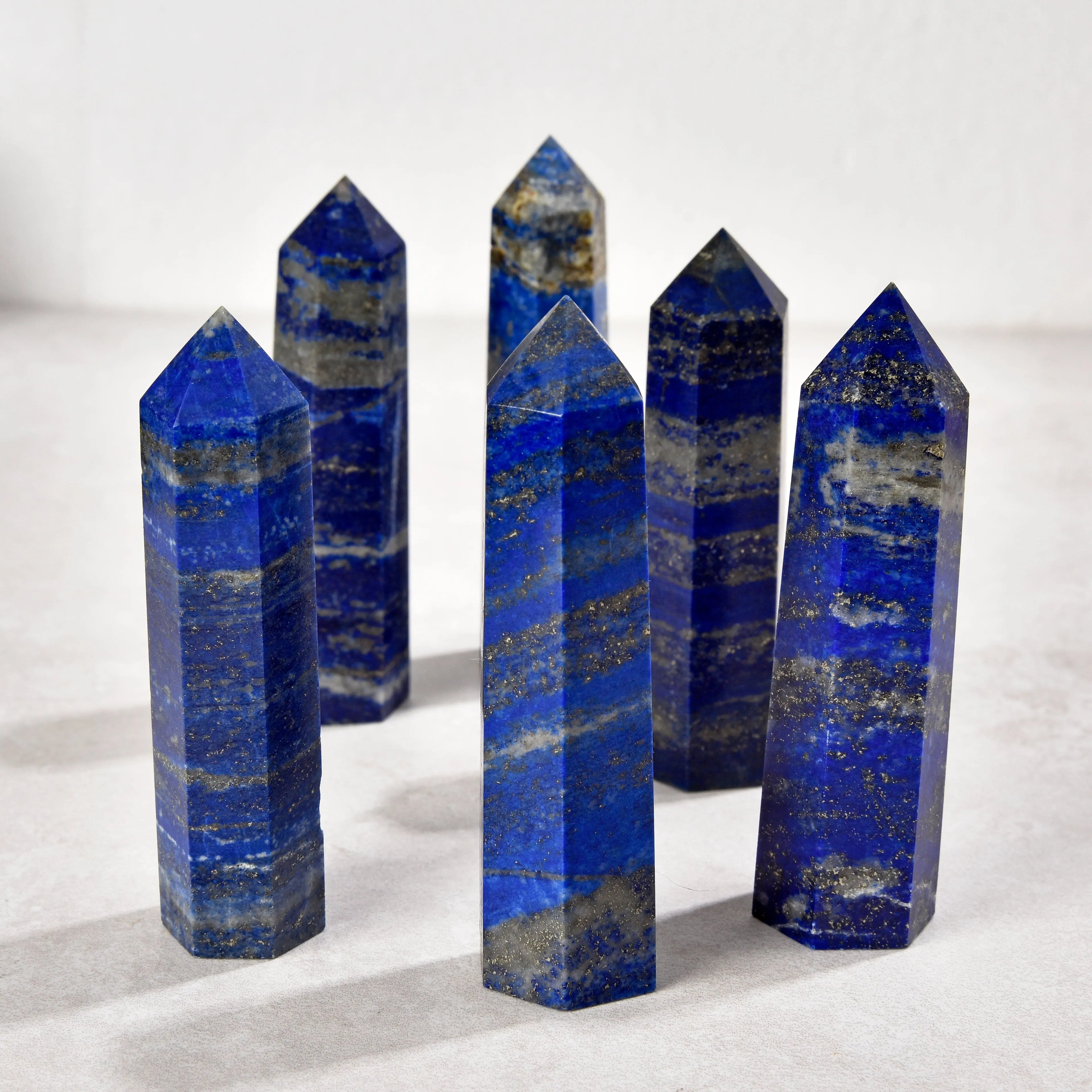 3.5" Lapis Obelisk Tower Gemstone Carving