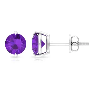 5X5 MM Amethyst Solitaire Stud Earrings for Women