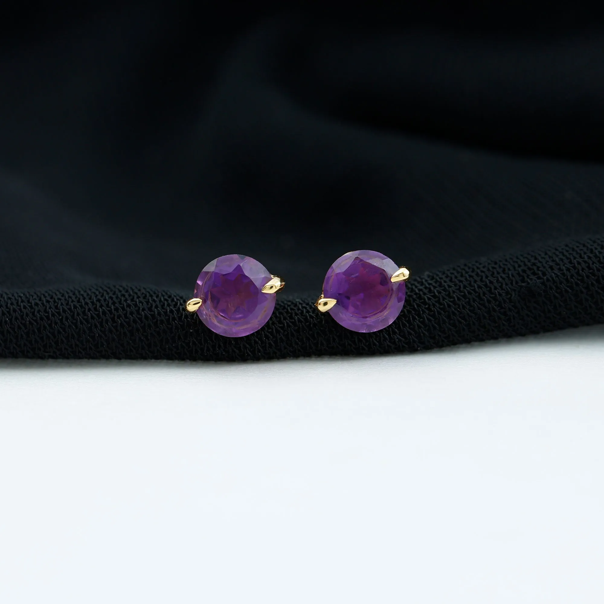 5X5 MM Amethyst Solitaire Stud Earrings for Women