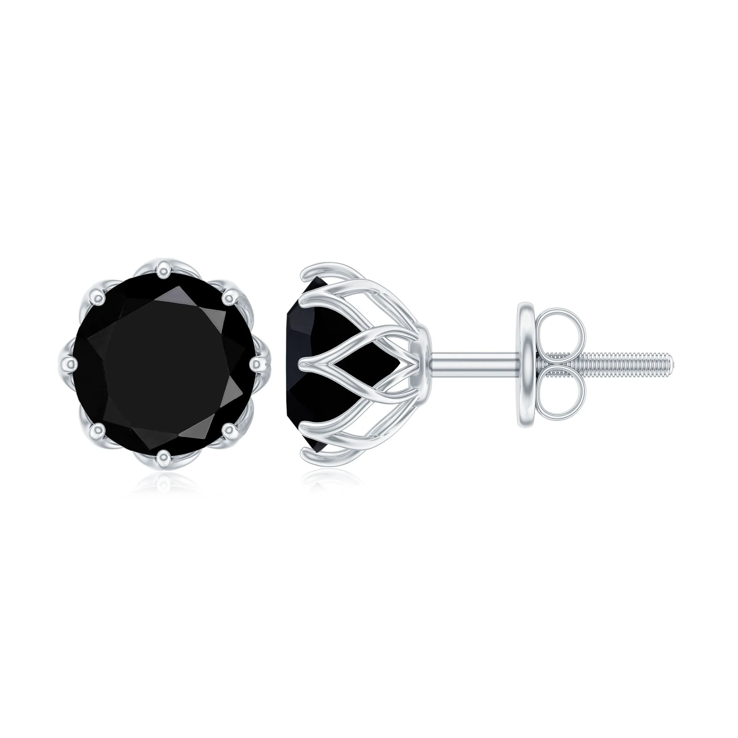 6 MM Decorative Black Spinel Solitaire Stud Earrings