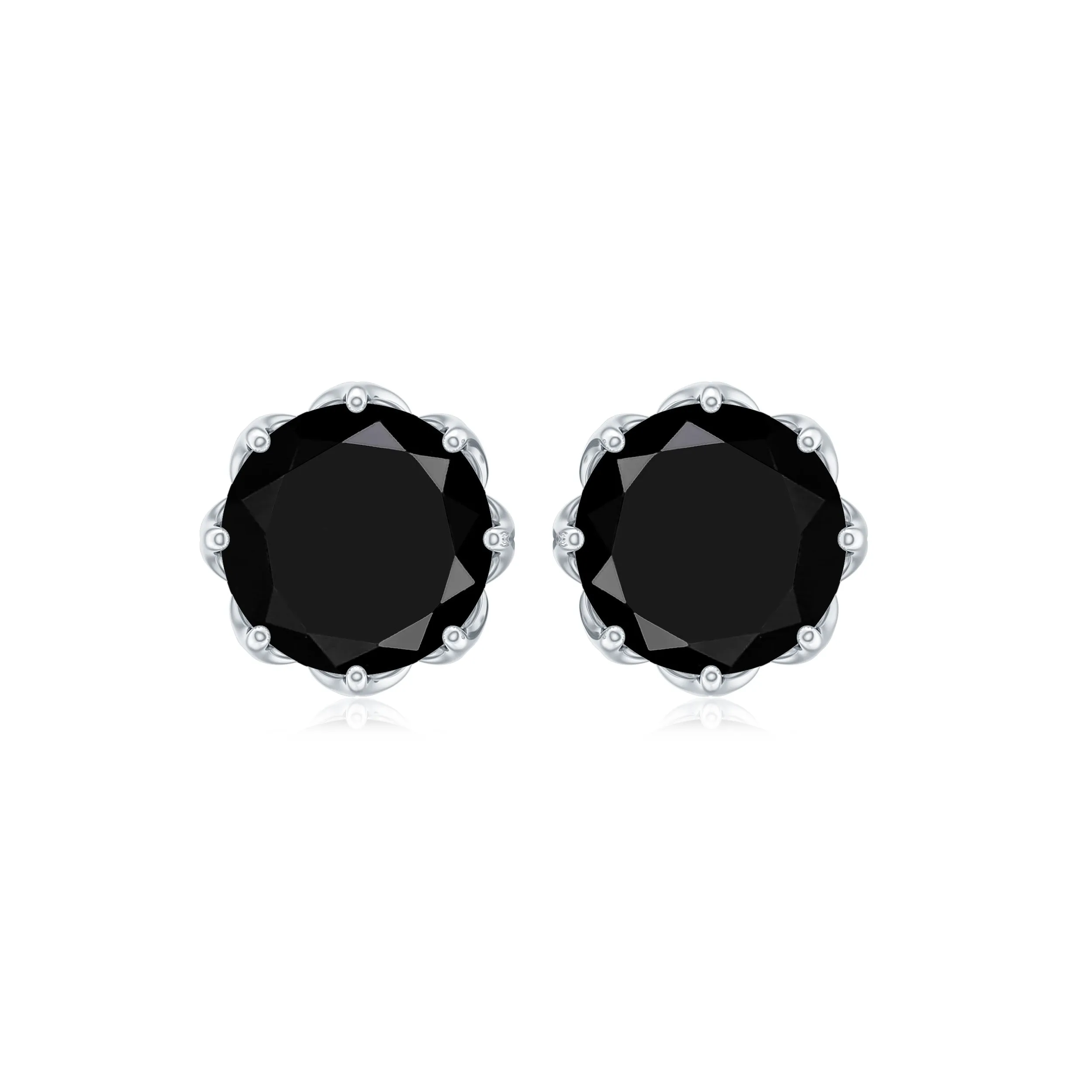 6 MM Decorative Black Spinel Solitaire Stud Earrings