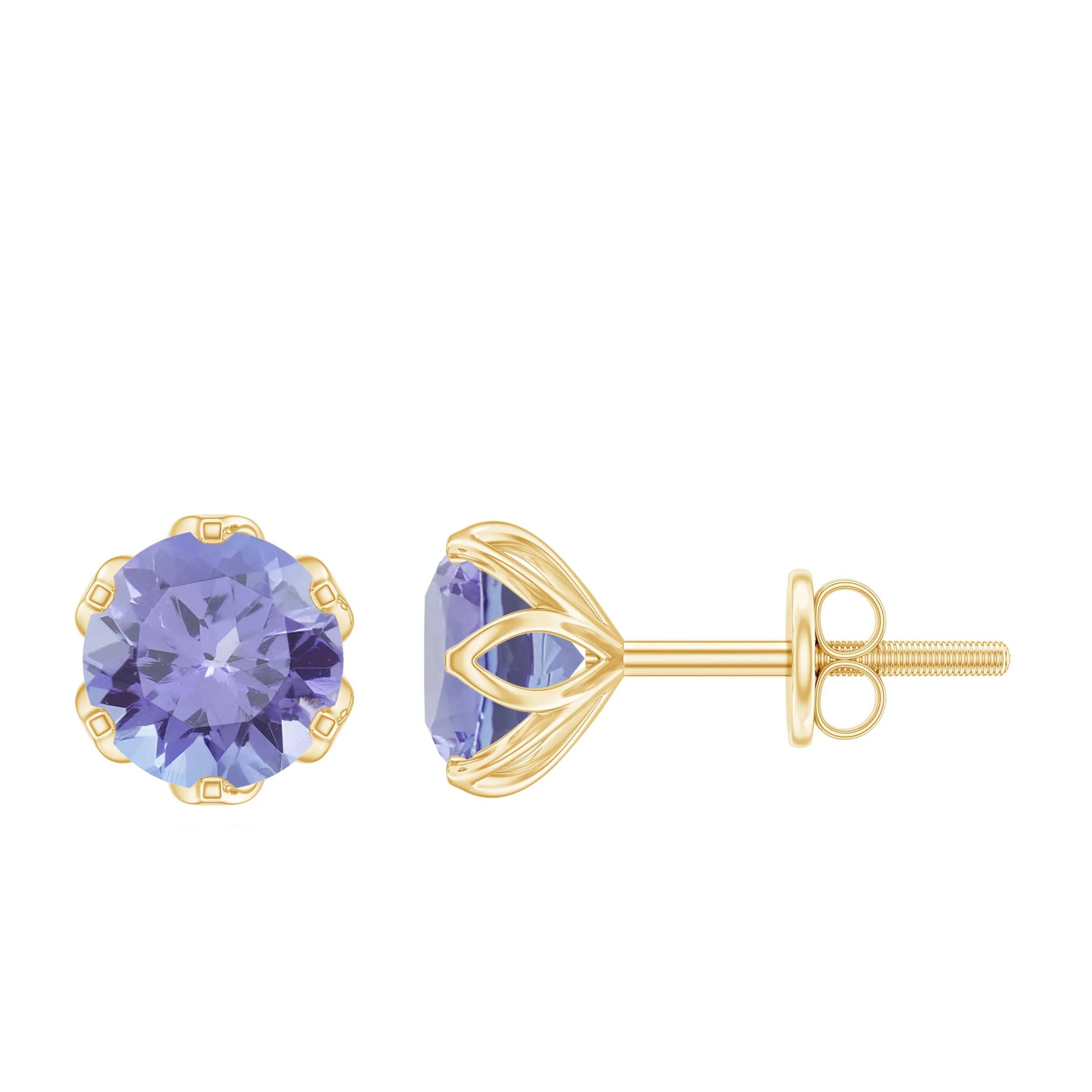 6 MM Round Cut Tanzanite Solitaire Stud Earrings for Women