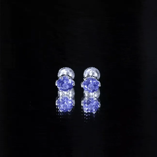 6 MM Round Cut Tanzanite Solitaire Stud Earrings for Women
