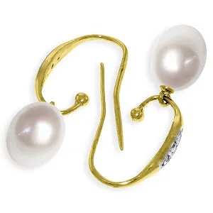 8.05 Carat 14K Solid Yellow Gold Emphasis Pearl Diamond Earrings