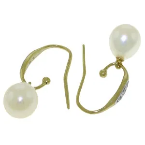 8.05 Carat 14K Solid Yellow Gold Emphasis Pearl Diamond Earrings