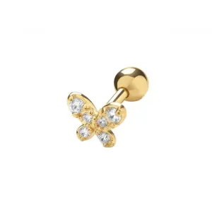 9ct Yellow Gold Zirconia Butterfly Cartilage 6mm Post Stud ES964