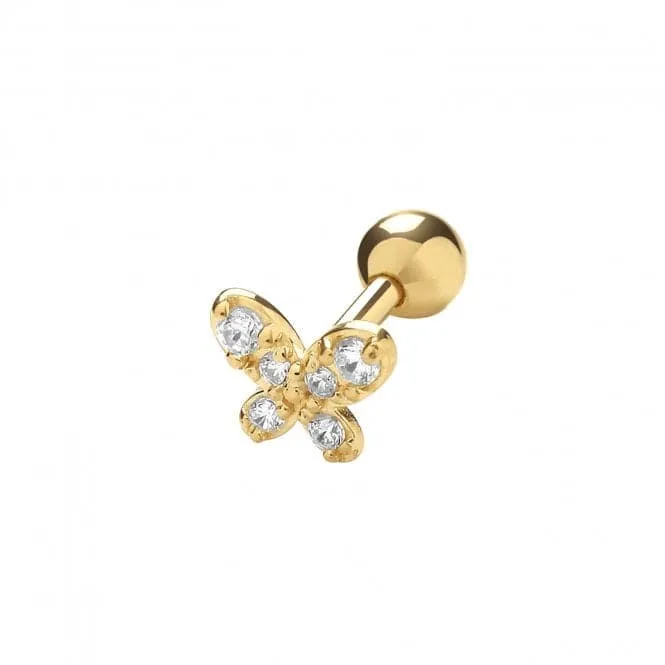 9ct Yellow Gold Zirconia Butterfly Cartilage 6mm Post Stud ES964