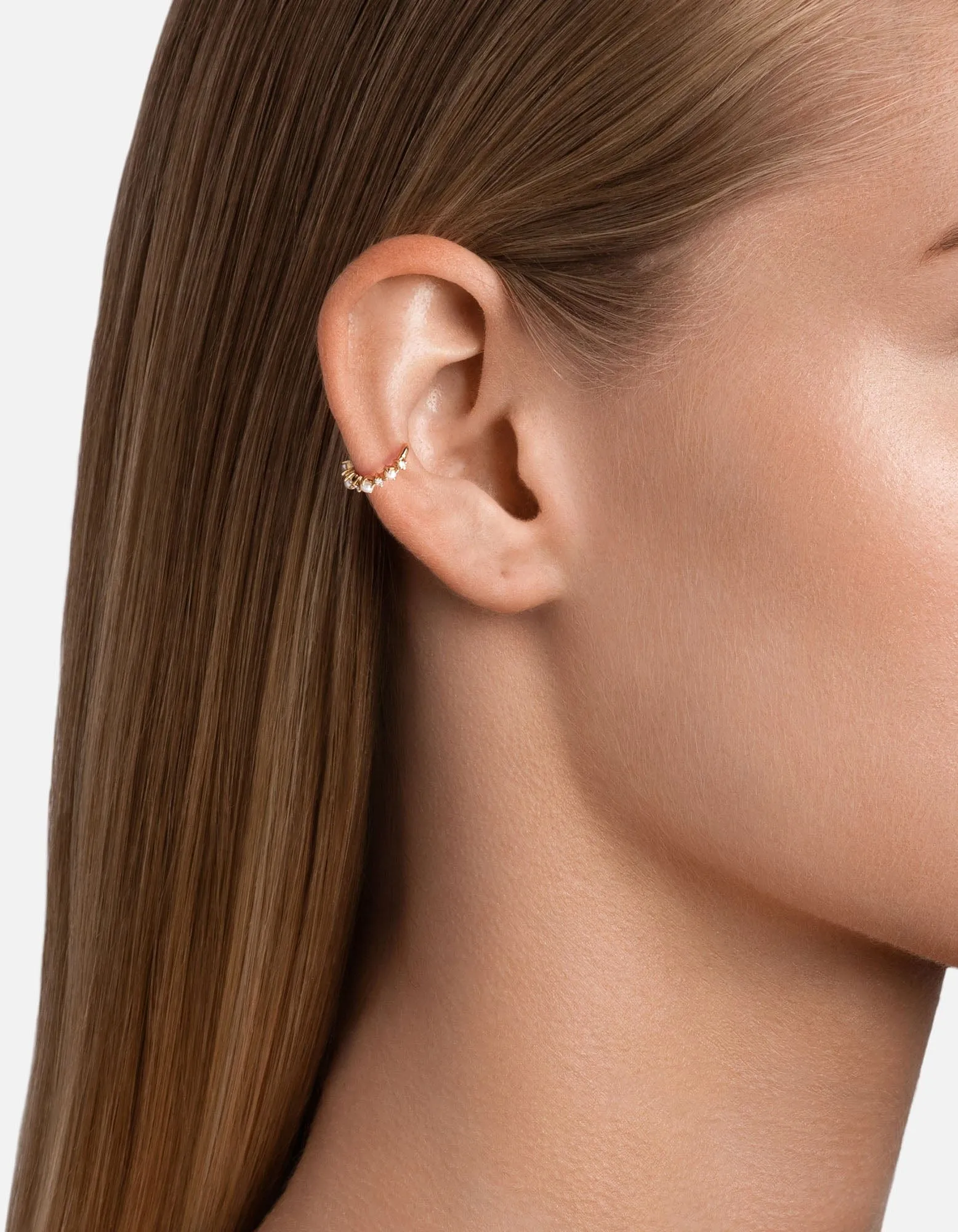 Abra Pearl Ear Cuff, 14k Gold Pavé