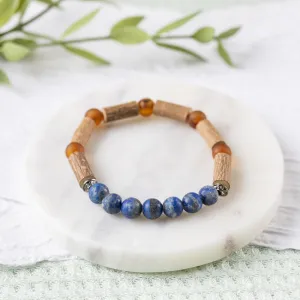 Adults | Lapis Lazuli   Raw Cognac Amber Hazelwood Bracelet