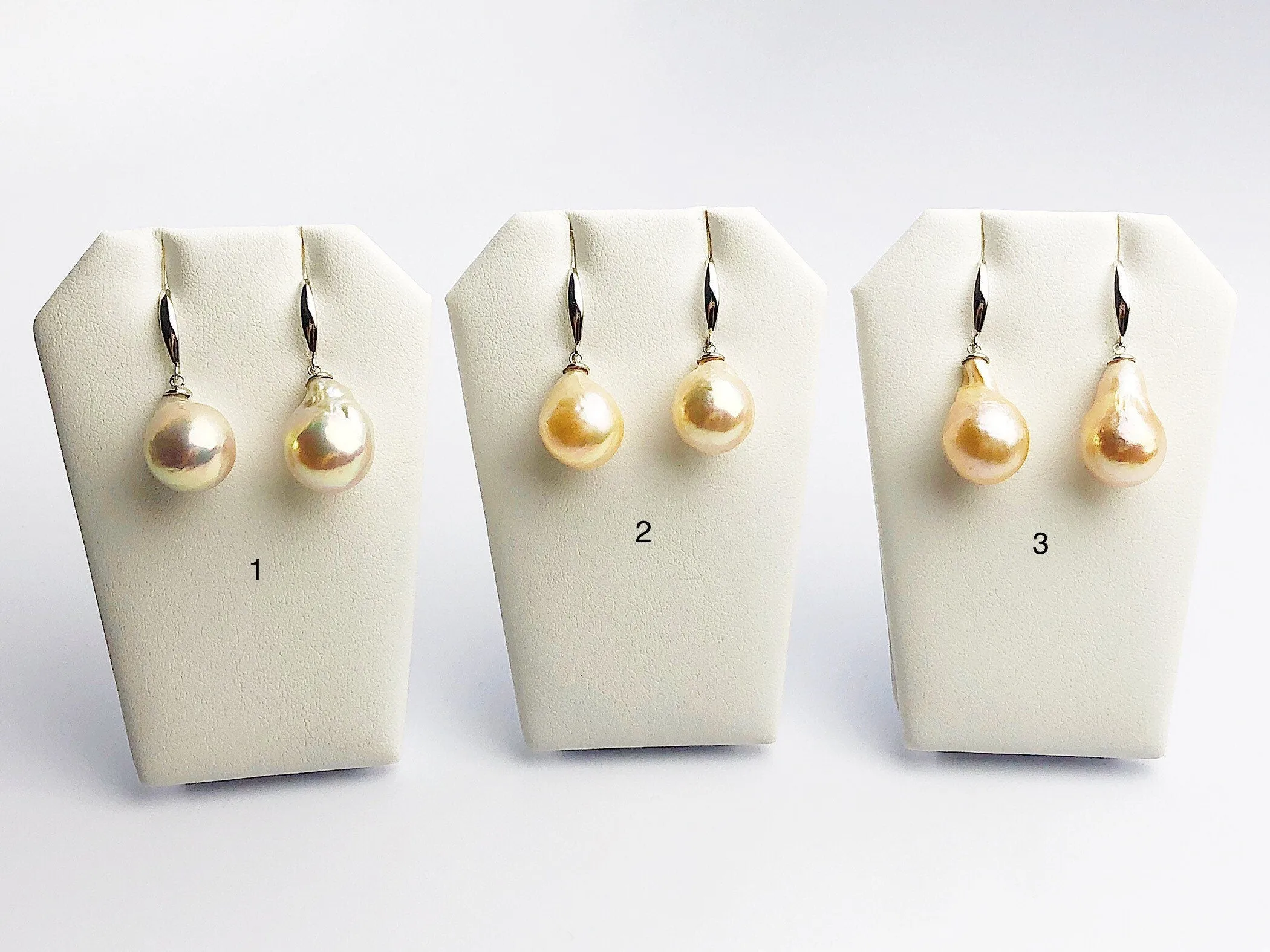 All Natural Edison Freshwater Baroque Pearl Drop Earrings on 925 Sterling Silver (476 No. 1-3)