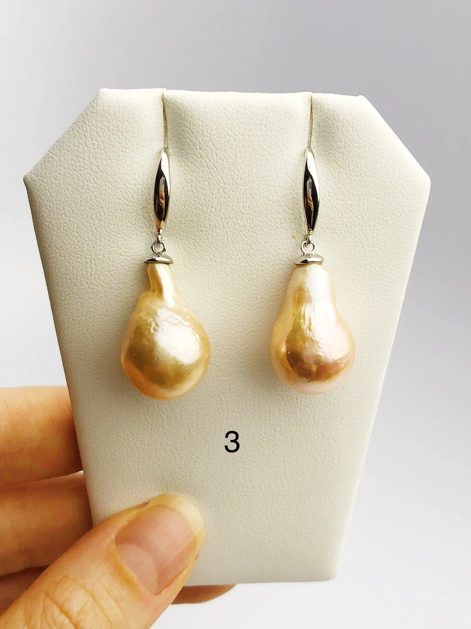 All Natural Edison Freshwater Baroque Pearl Drop Earrings on 925 Sterling Silver (476 No. 1-3)