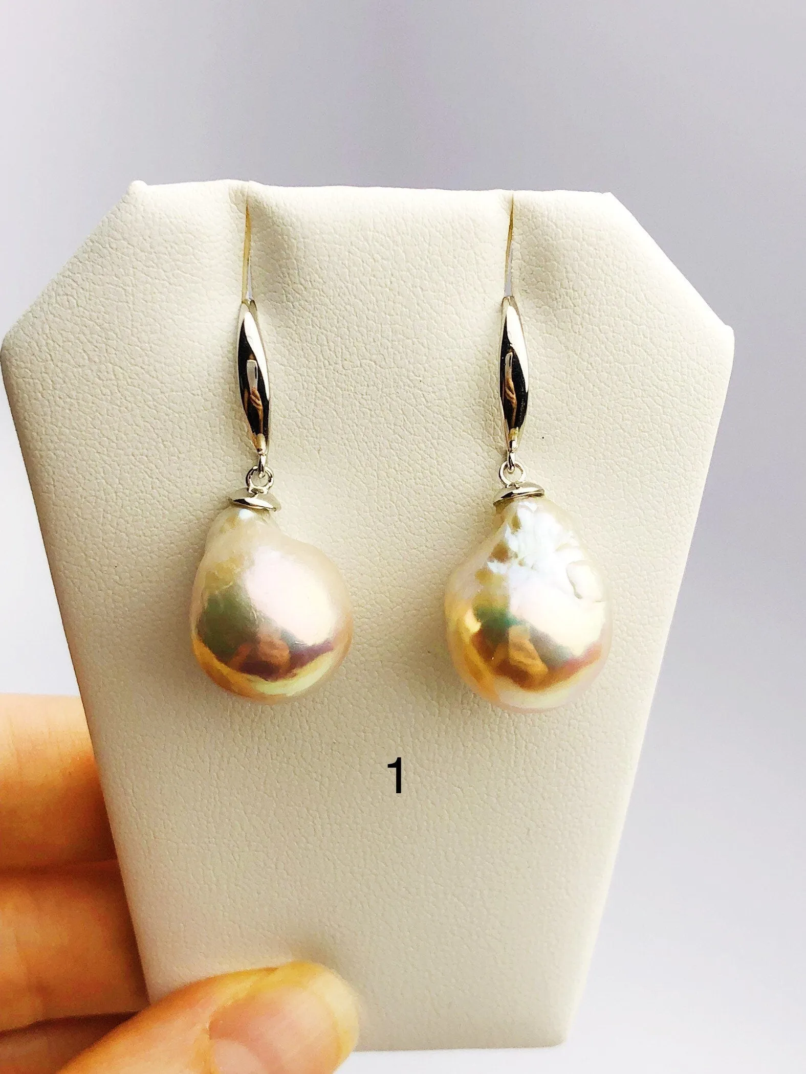 All Natural Edison Freshwater Baroque Pearl Drop Earrings on 925 Sterling Silver (476 No. 1-3)