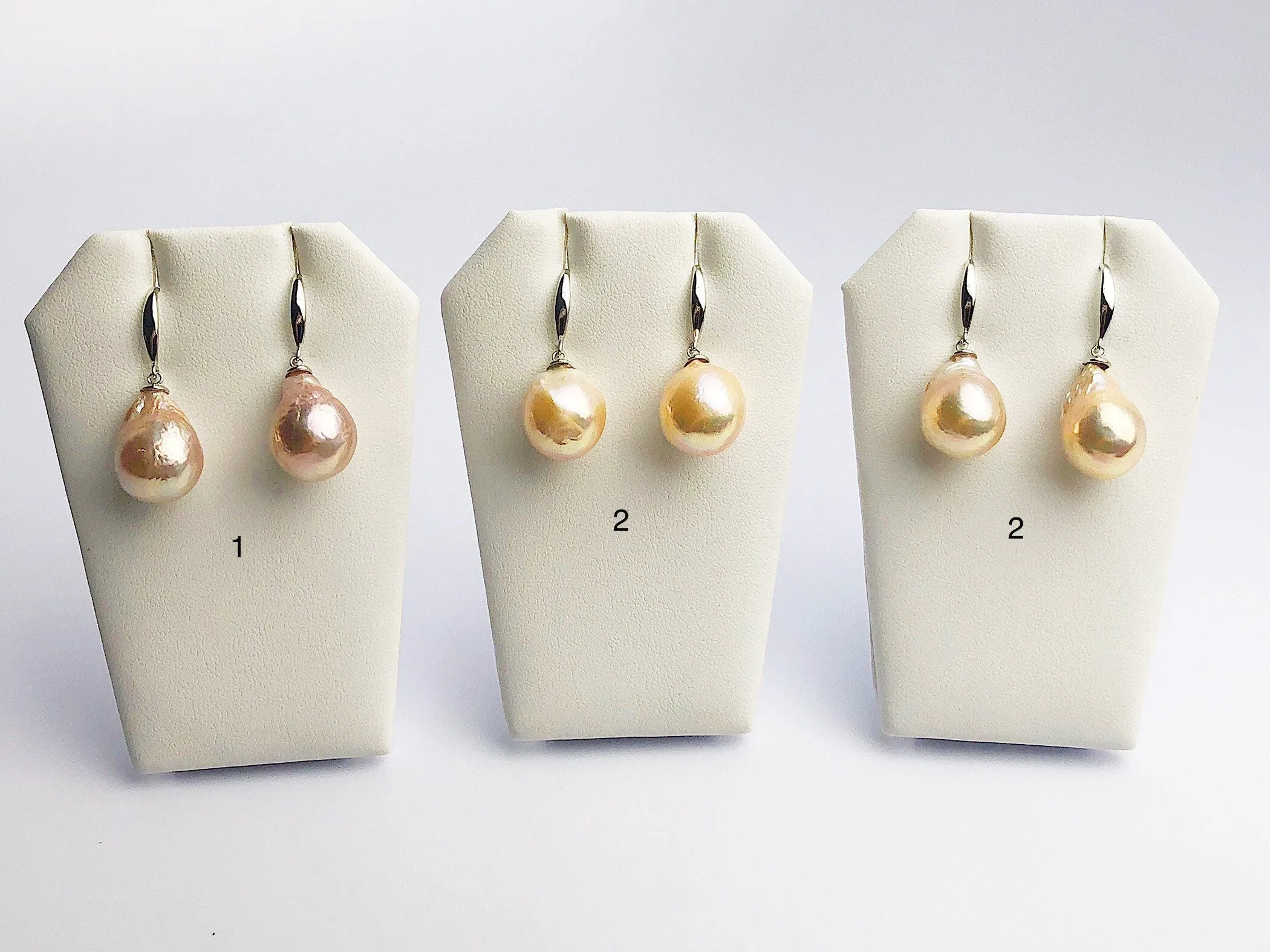 All Natural Edison Freshwater Baroque Pearl Drop Earrings on 925 Sterling Silver (479 No. 1-3)