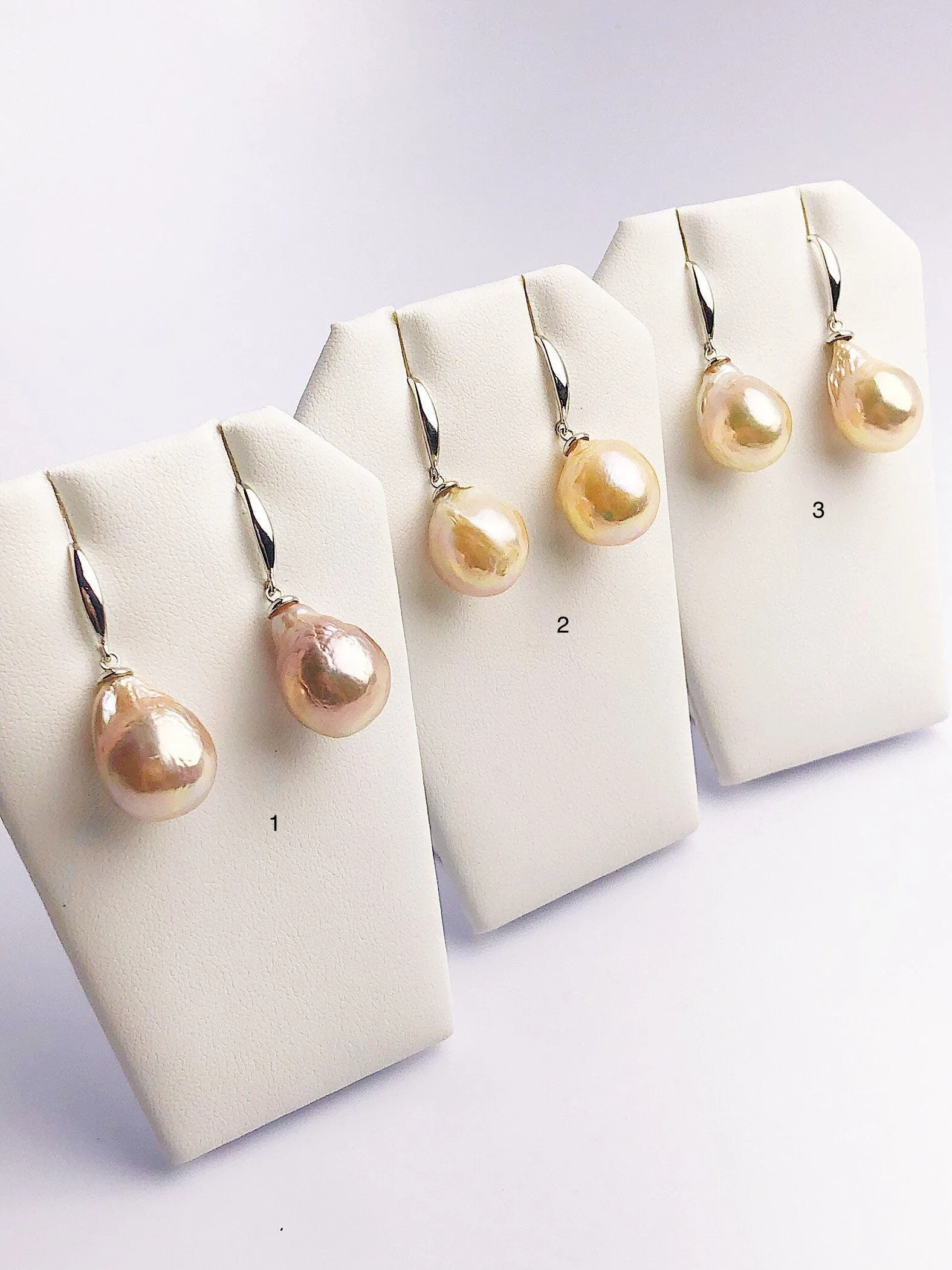 All Natural Edison Freshwater Baroque Pearl Drop Earrings on 925 Sterling Silver (479 No. 1-3)