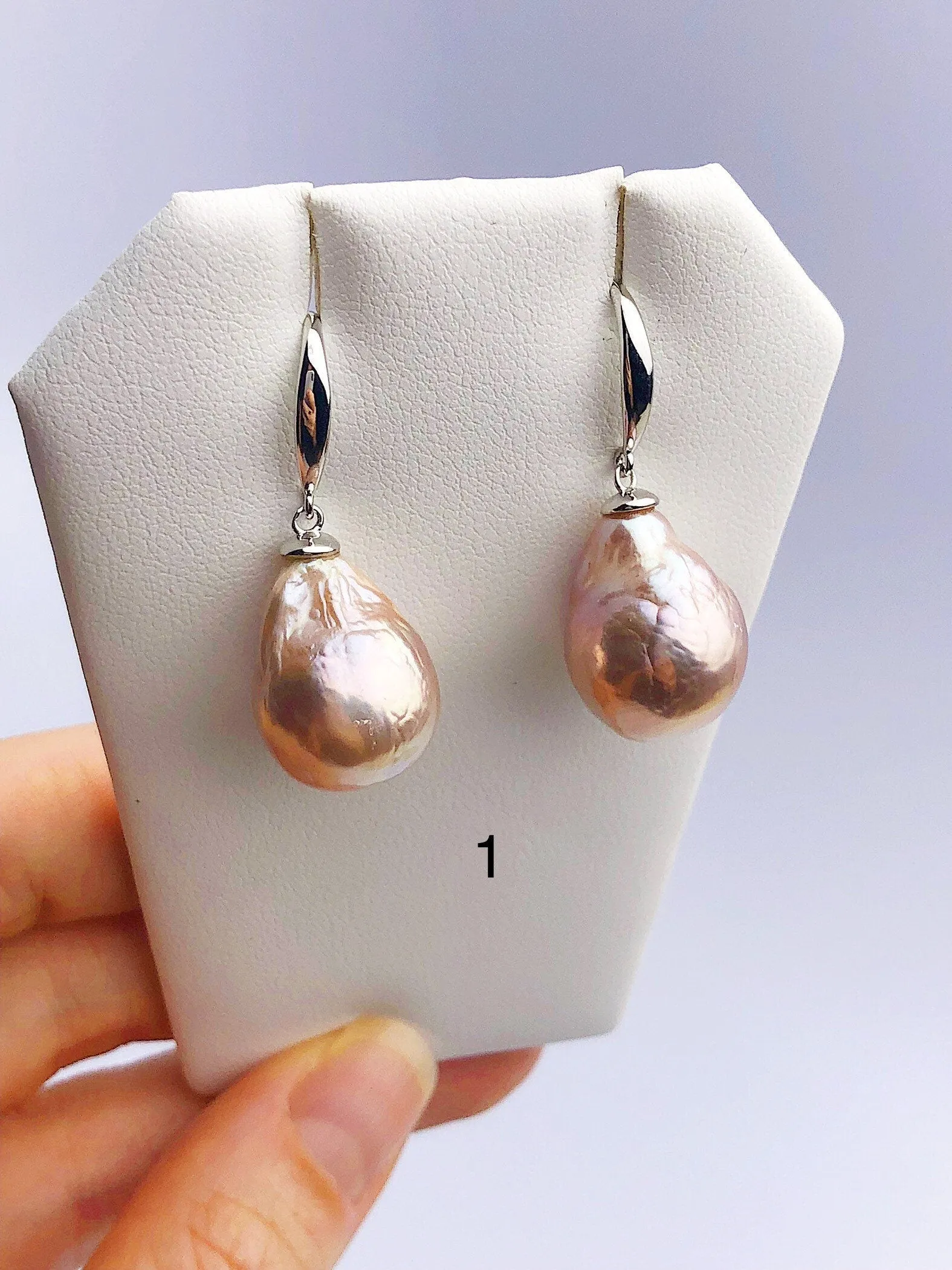 All Natural Edison Freshwater Baroque Pearl Drop Earrings on 925 Sterling Silver (479 No. 1-3)