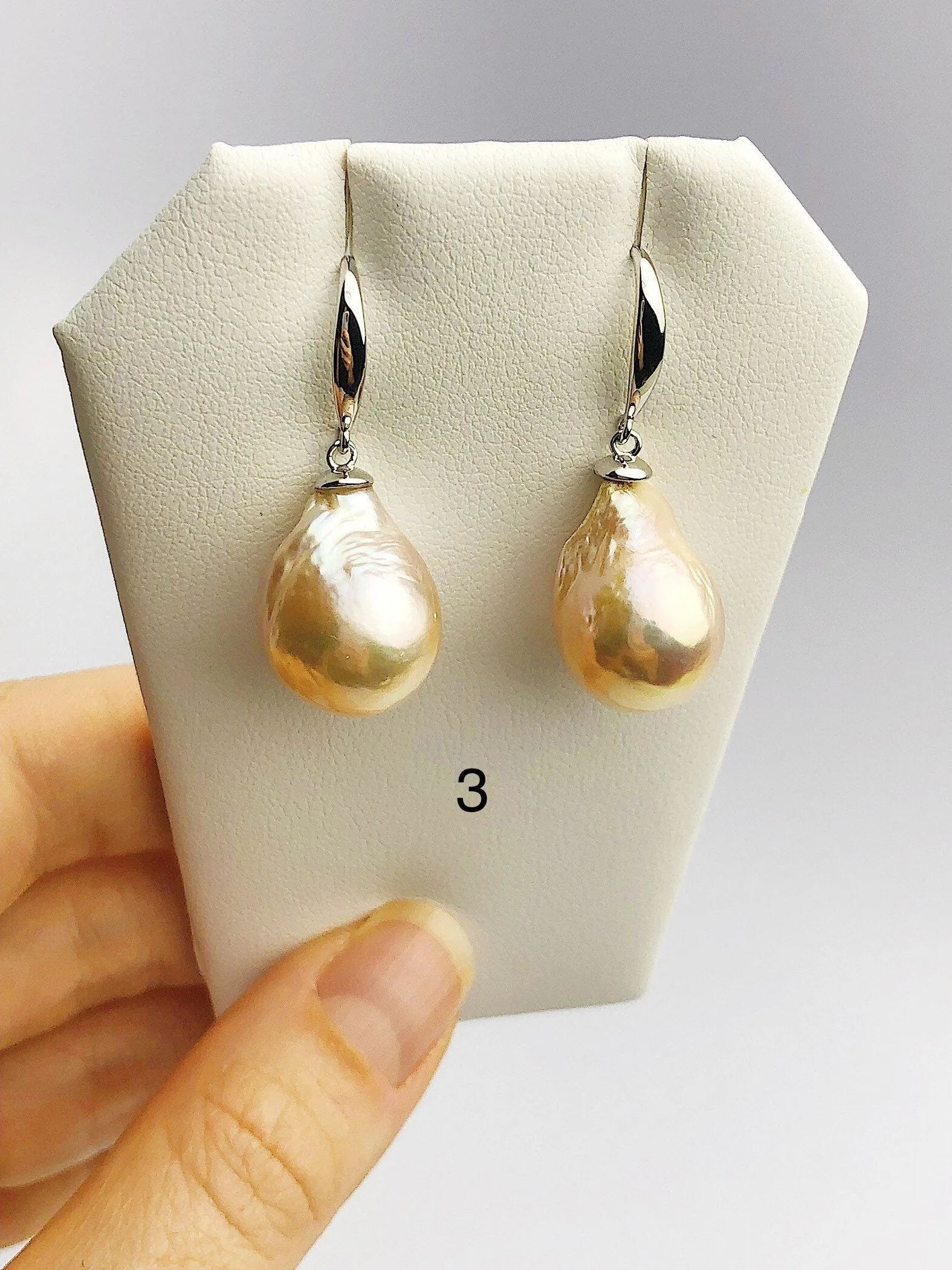 All Natural Edison Freshwater Baroque Pearl Drop Earrings on 925 Sterling Silver (479 No. 1-3)