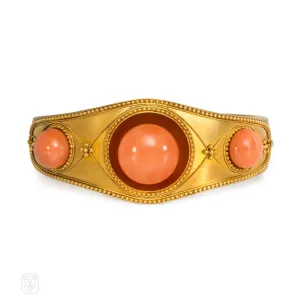 Antique gold and coral bead bracelet