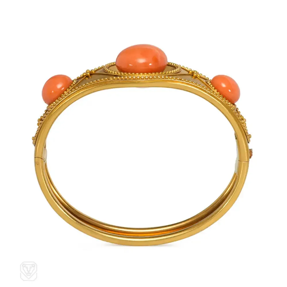 Antique gold and coral bead bracelet