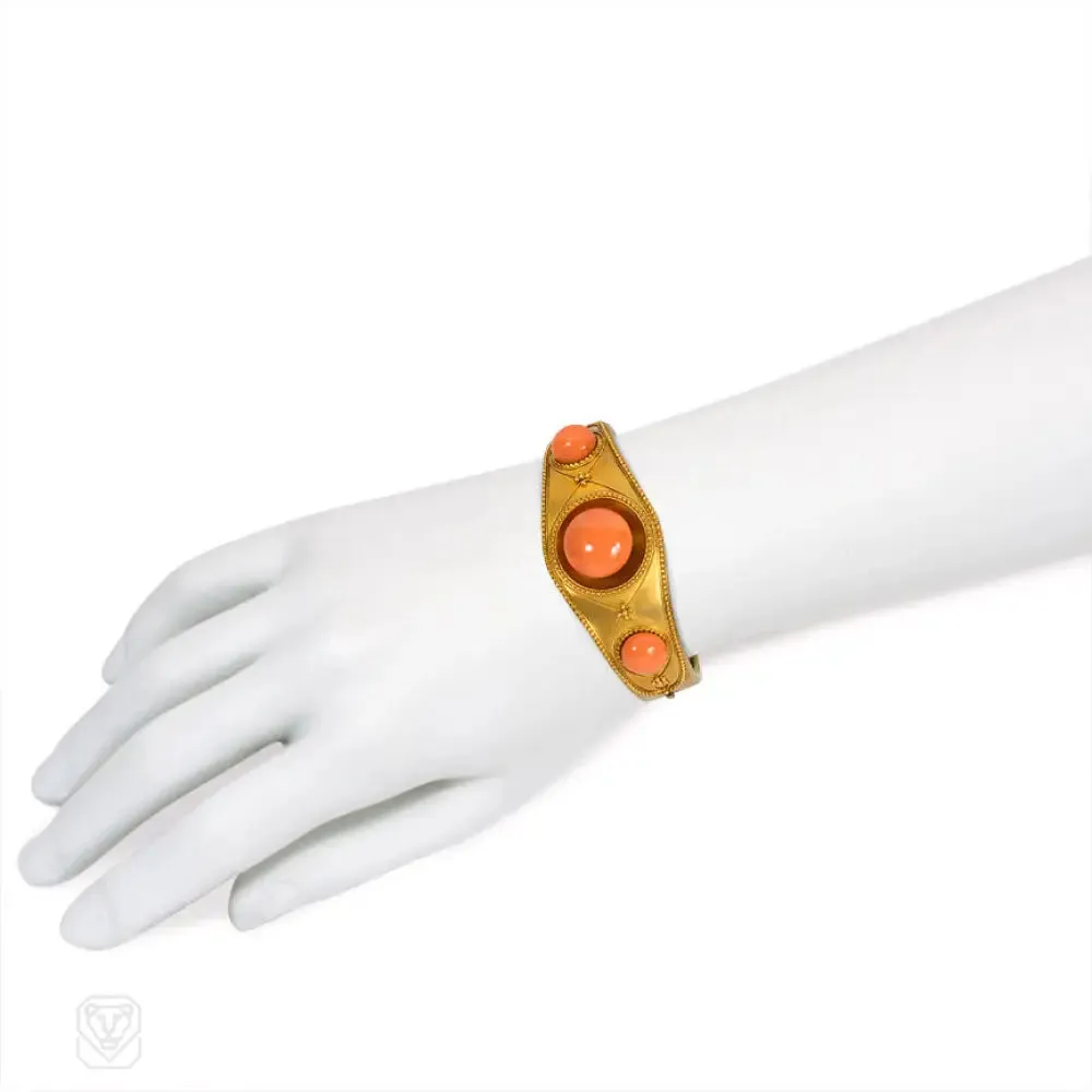 Antique gold and coral bead bracelet