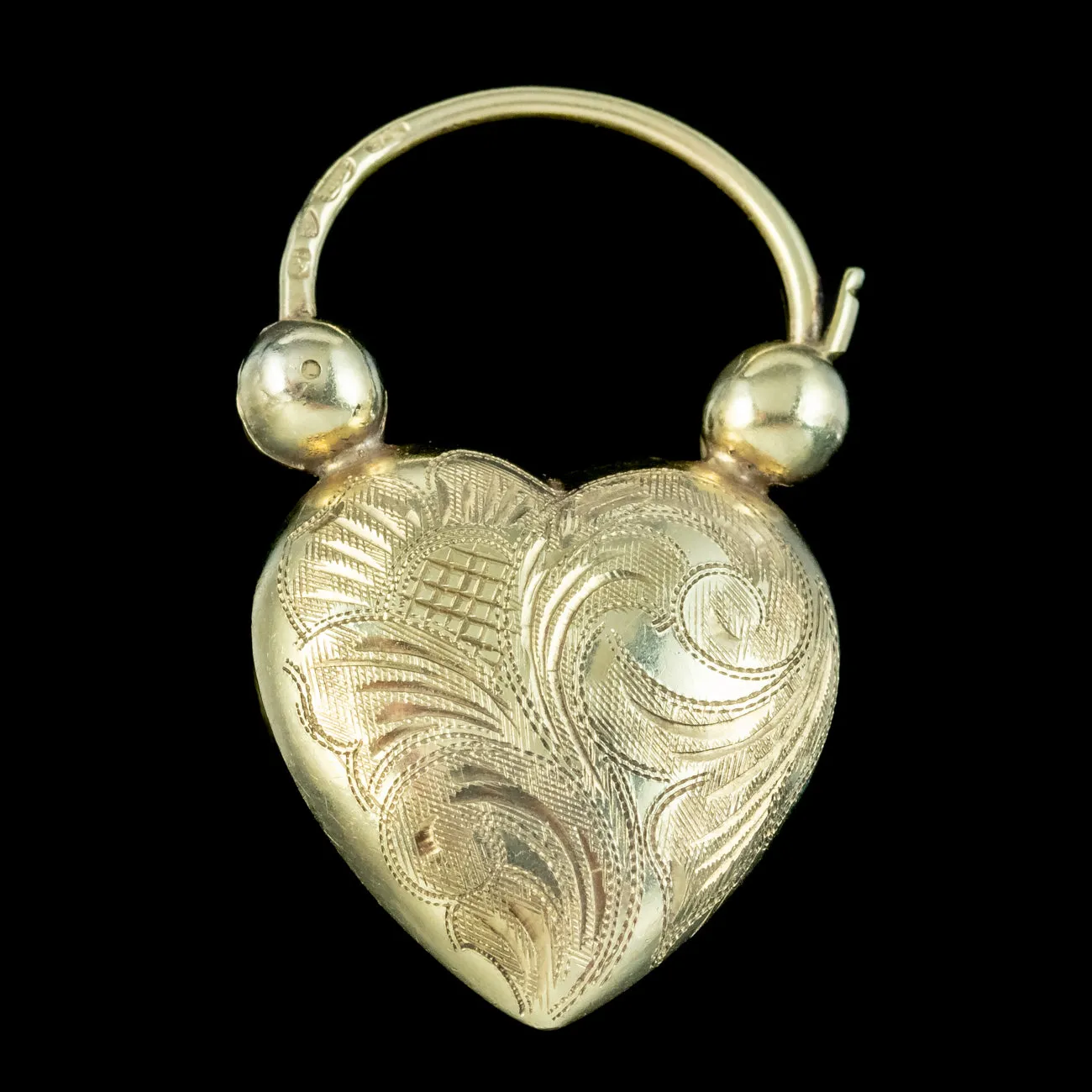 Antique Victorian Sapphire Heart Padlock 9ct Gold 0.70ct Sapphire