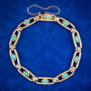 Antique Victorian Turquoise Bracelet 15ct Gold