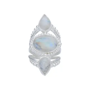 Aphrodite Sterling Silver Rainbow Moonstone Ring