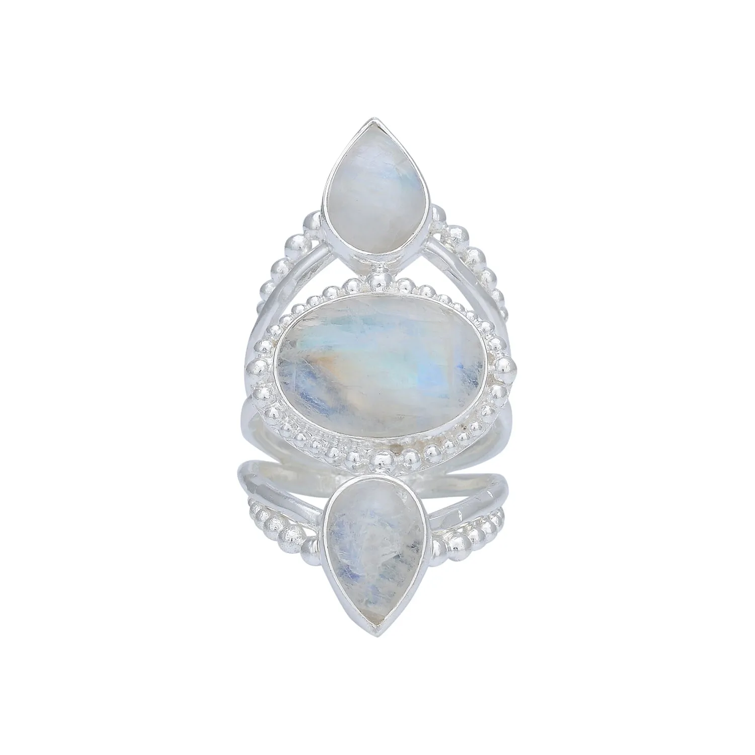 Aphrodite Sterling Silver Rainbow Moonstone Ring