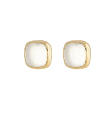 Ariel Stud, White Moonstone, Gold