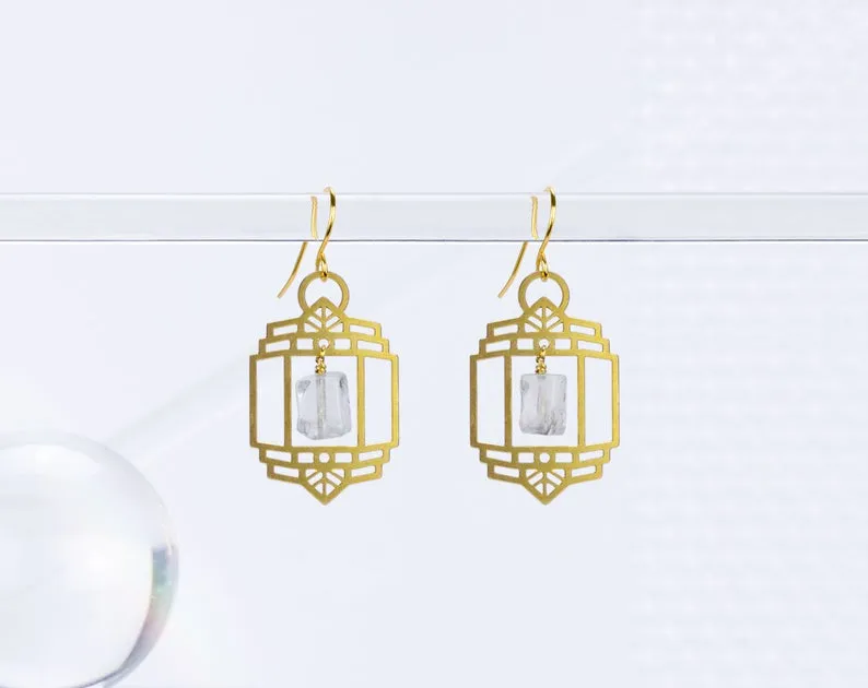 Art Deco Lantern with Quartz Earrings