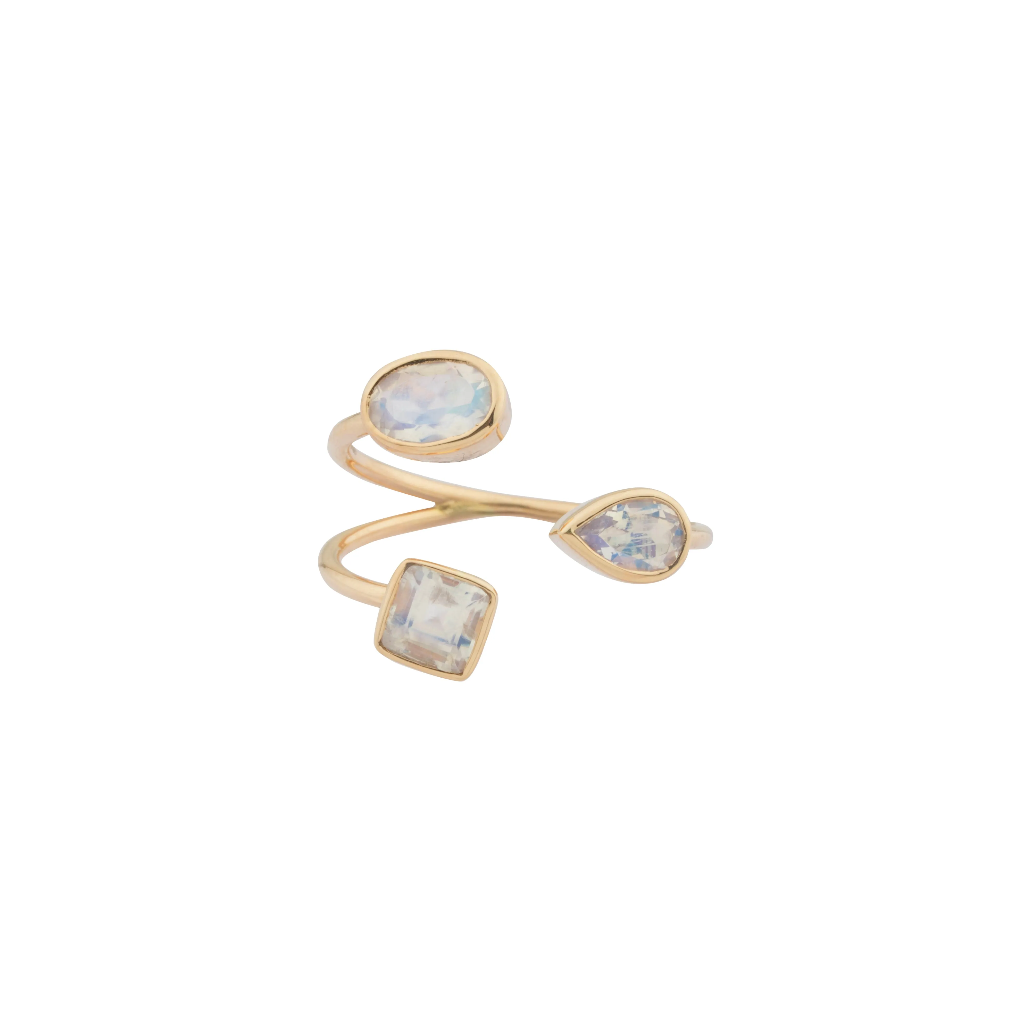 Aurora Rainbow Moonstone Ring, 18k Gold