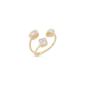 Aurora Rainbow Moonstone Ring, 18k Gold