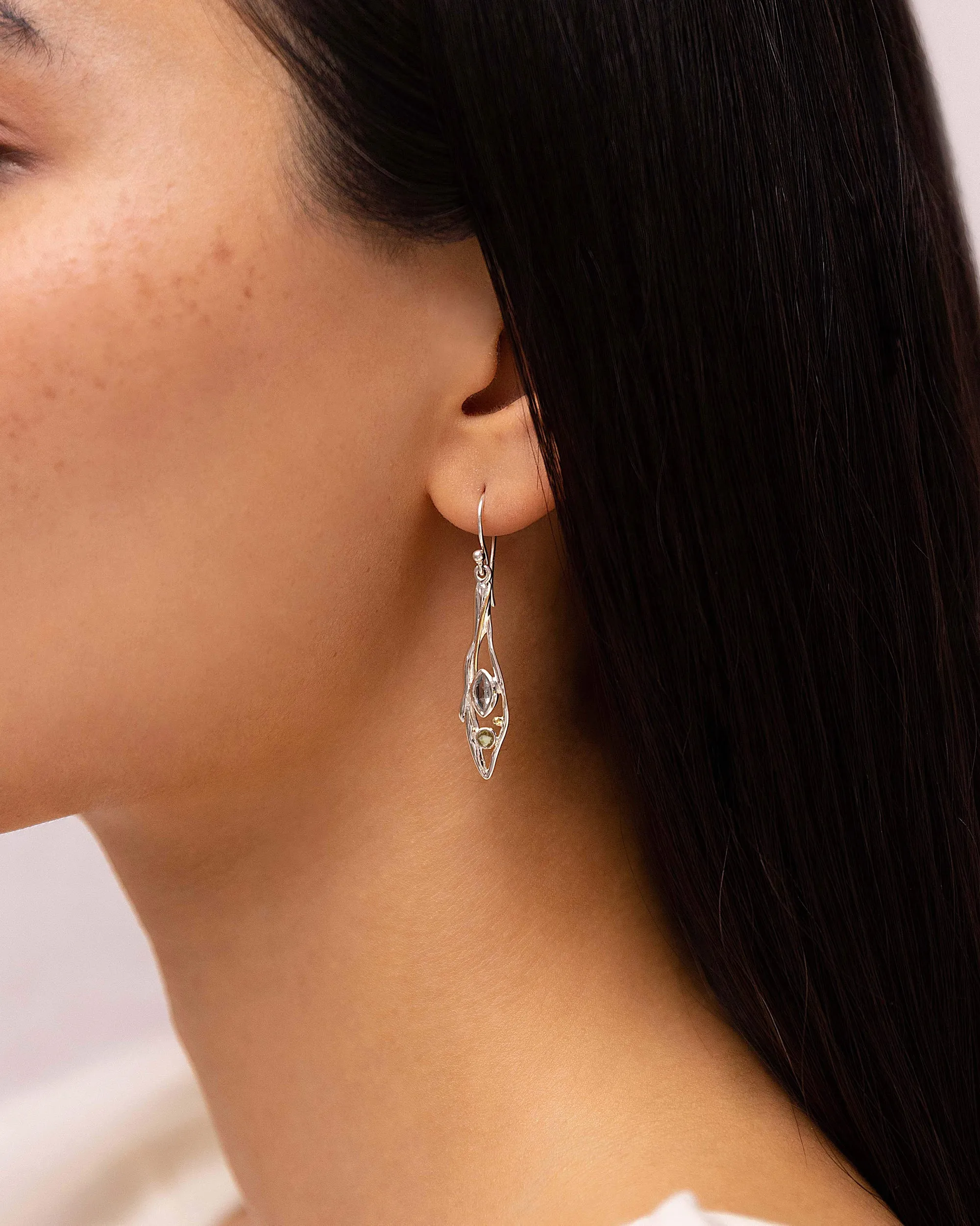 Banyan Avalon Drop Earrings with Smokey Quartz and Citrine