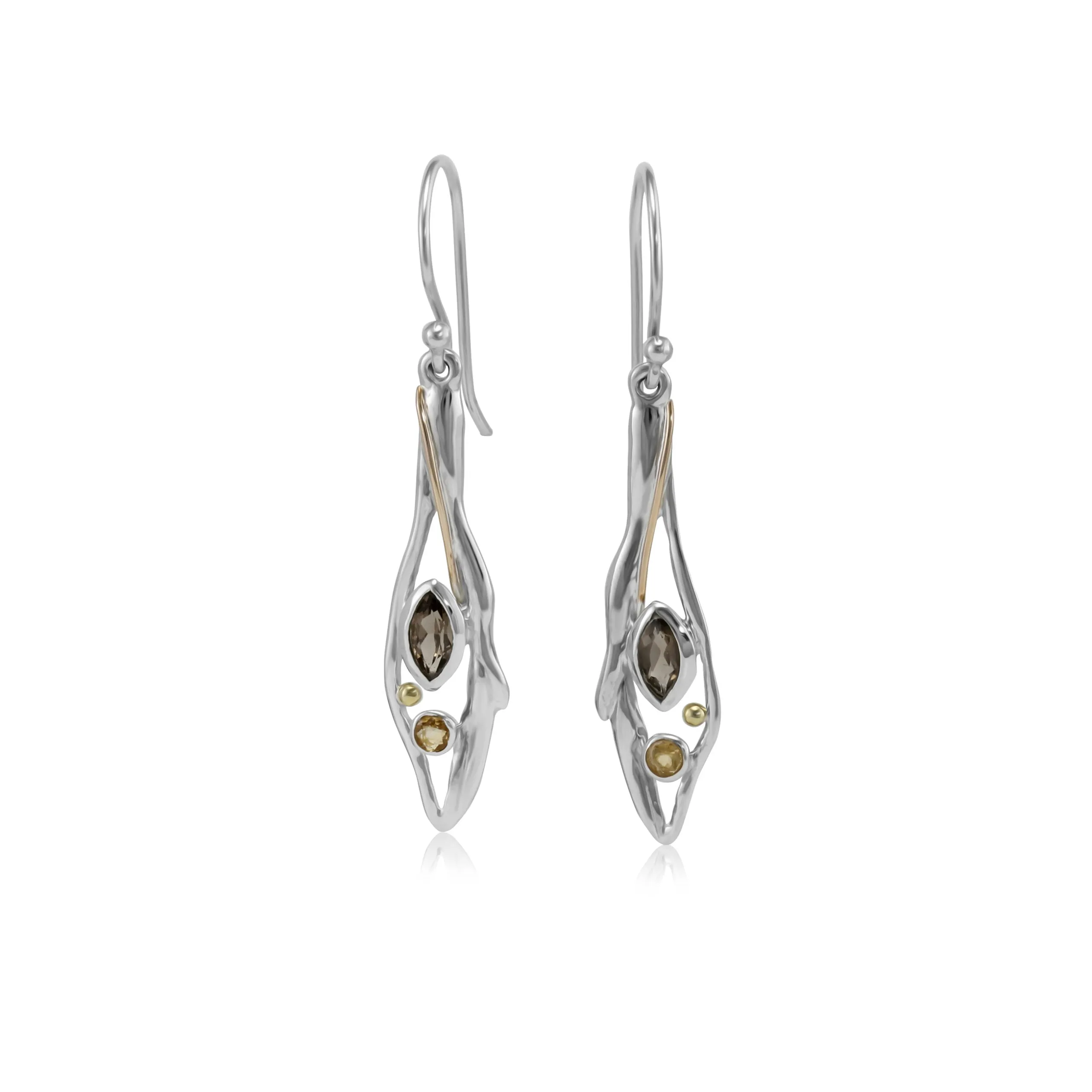 Banyan Avalon Drop Earrings with Smokey Quartz and Citrine