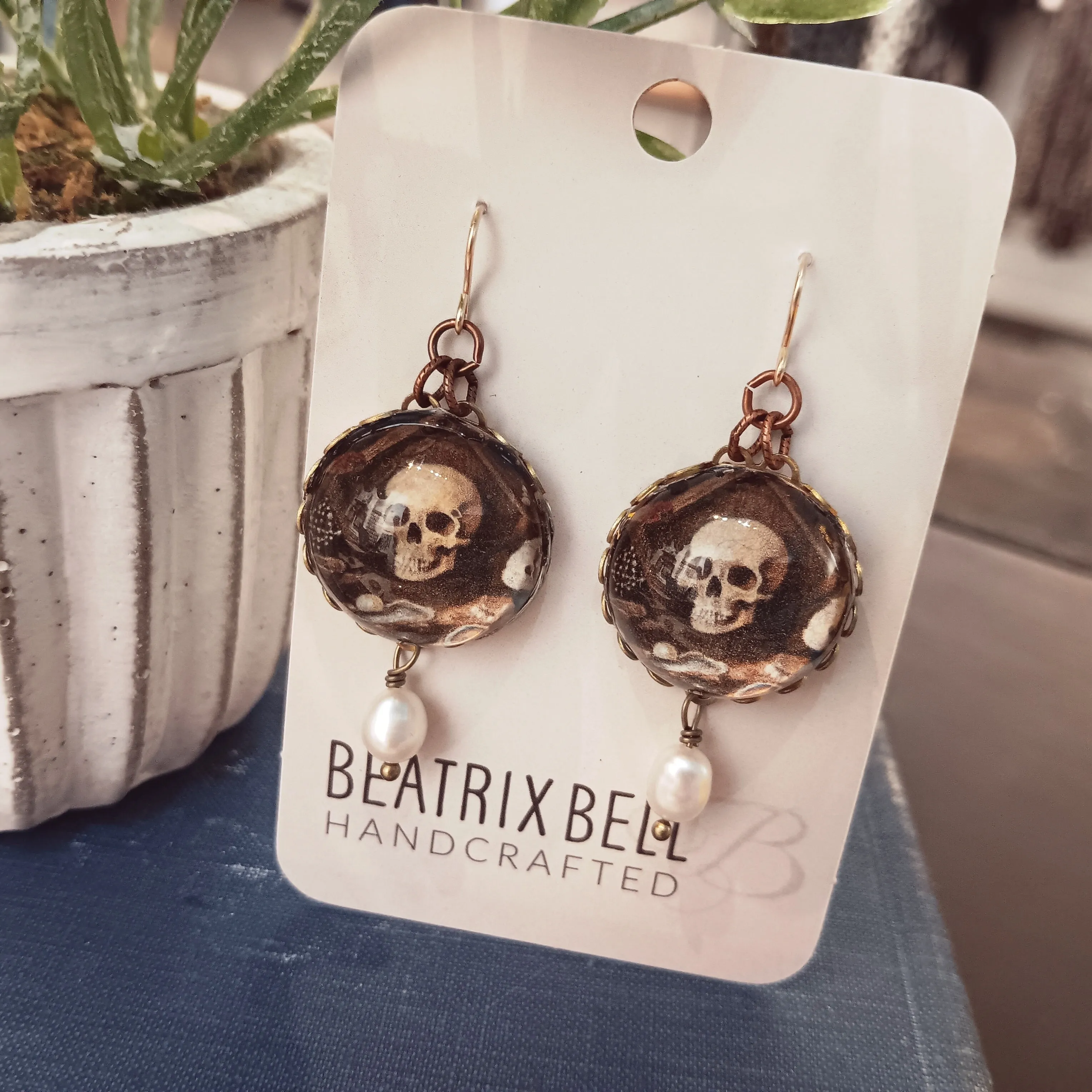 Baron Samedi Earrings | Freshwater Pearl