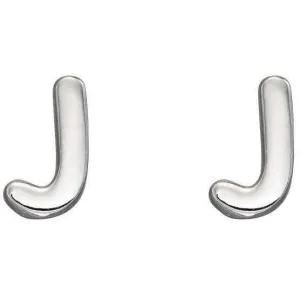 Beginnings J Initial Stud Earrings - Silver