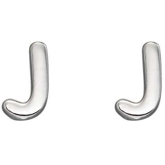 Beginnings J Initial Stud Earrings - Silver