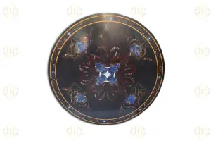 Black Granite Dining Table Top With Gemstones Inlay