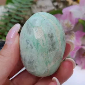 BLUE FLASH Garnierite Palm Stone (#11)