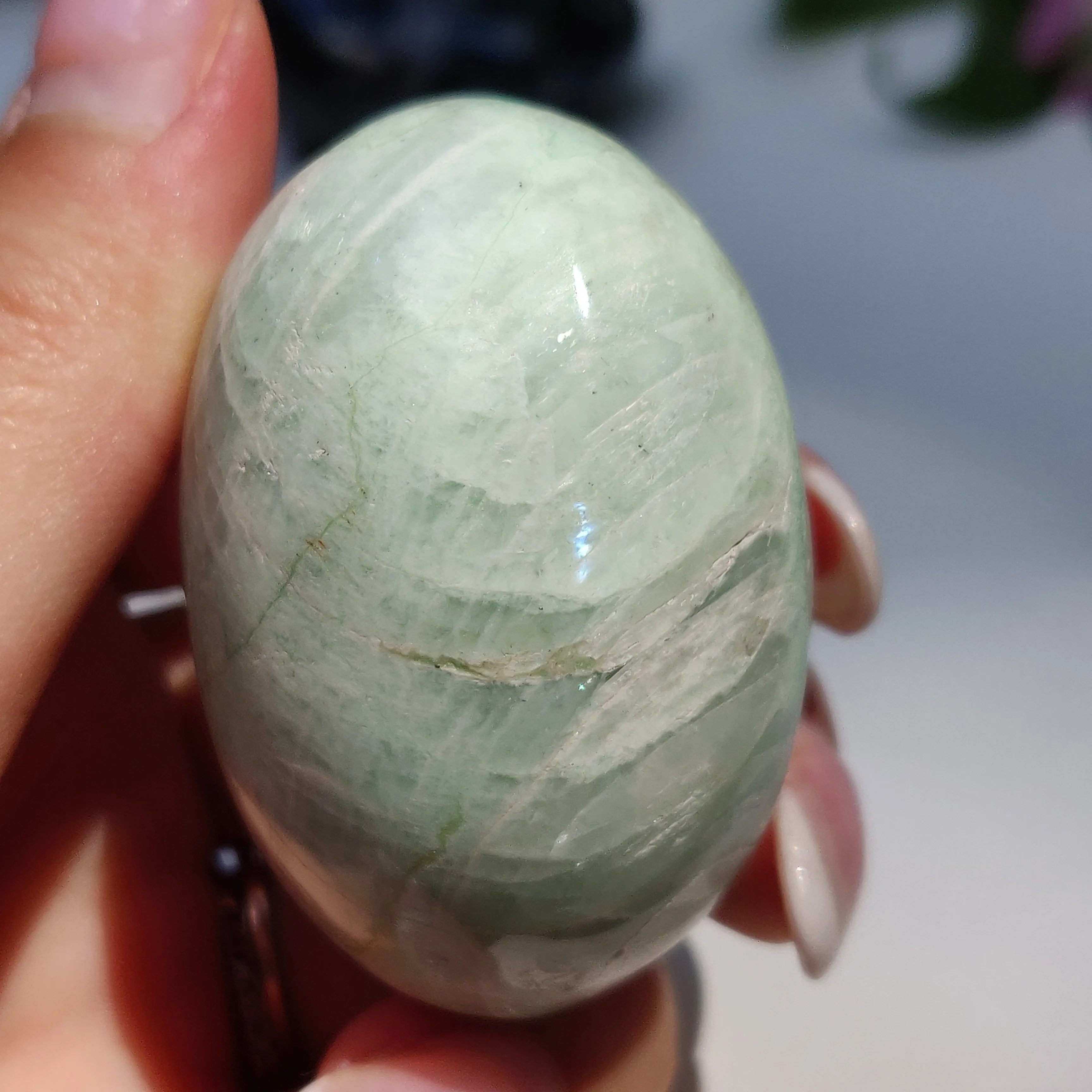 BLUE FLASH Garnierite Palm Stone (#11)