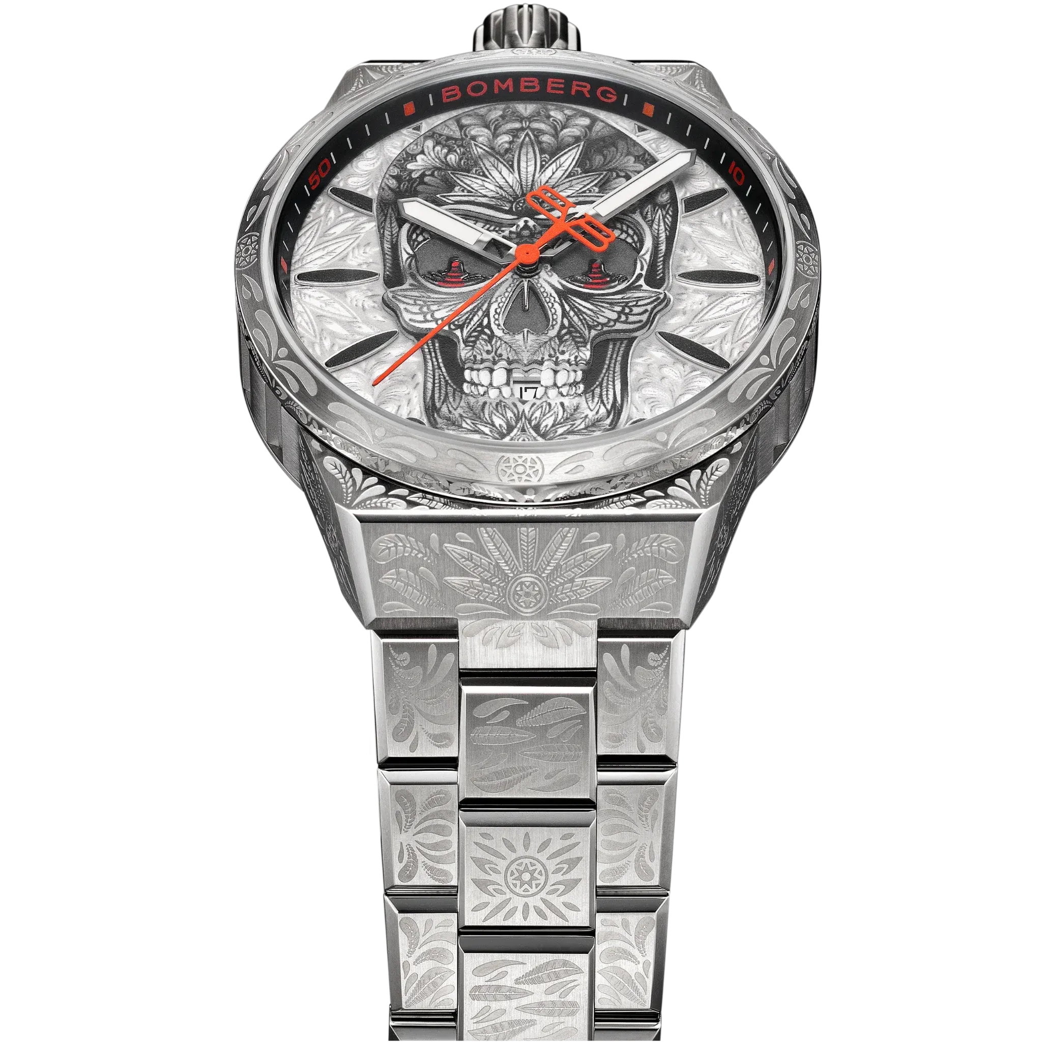 Bomberg Bolt-68 Neo Tattooed  Cancun Skull Limited Edition Silver Watch
