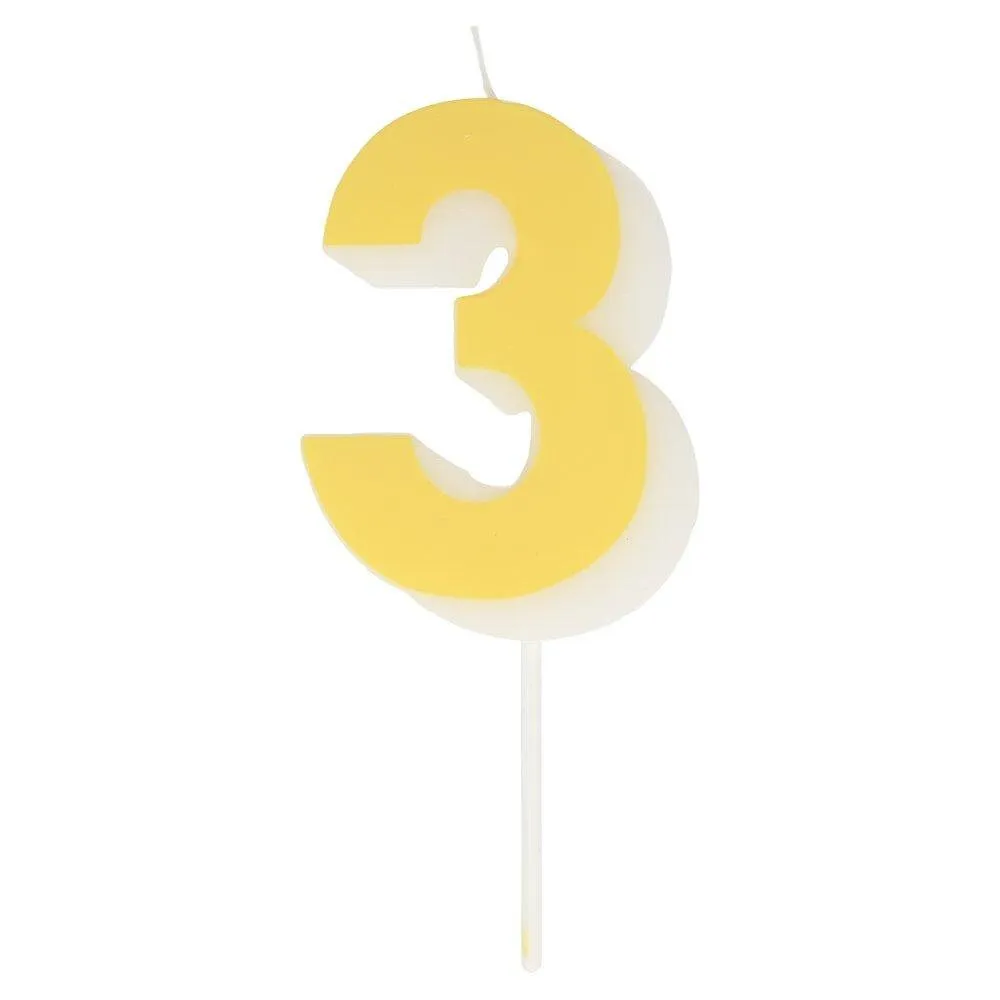 Brightly Colored Number Birthday Candle, Pick Your Number 0 Through 9