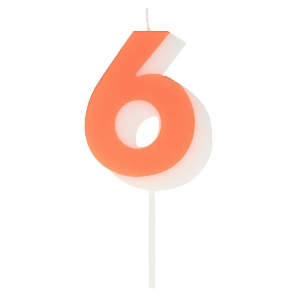 Brightly Colored Number Birthday Candle, Pick Your Number 0 Through 9