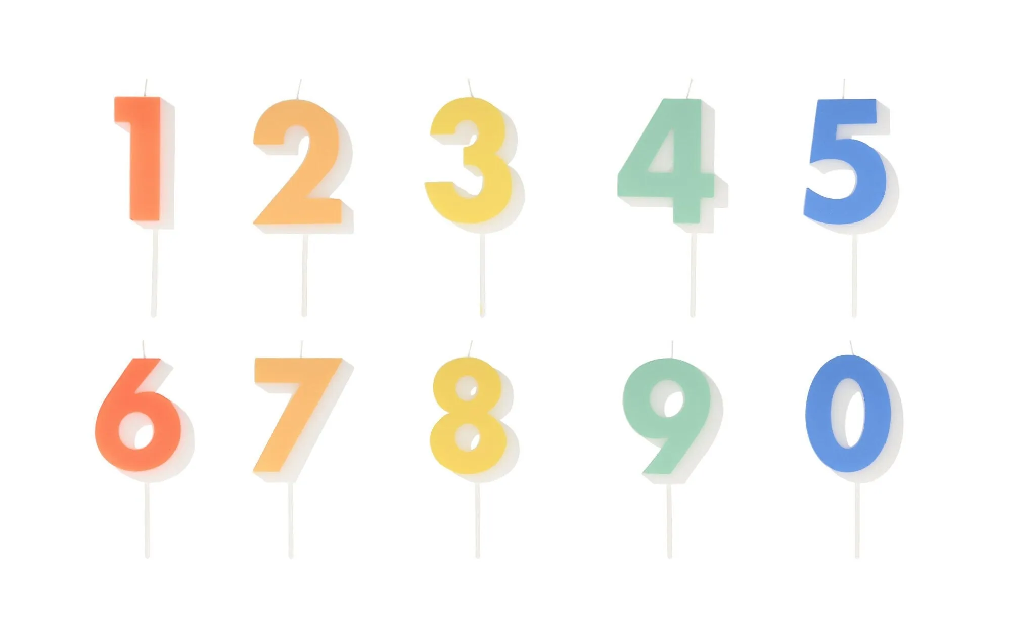Brightly Colored Number Birthday Candle, Pick Your Number 0 Through 9