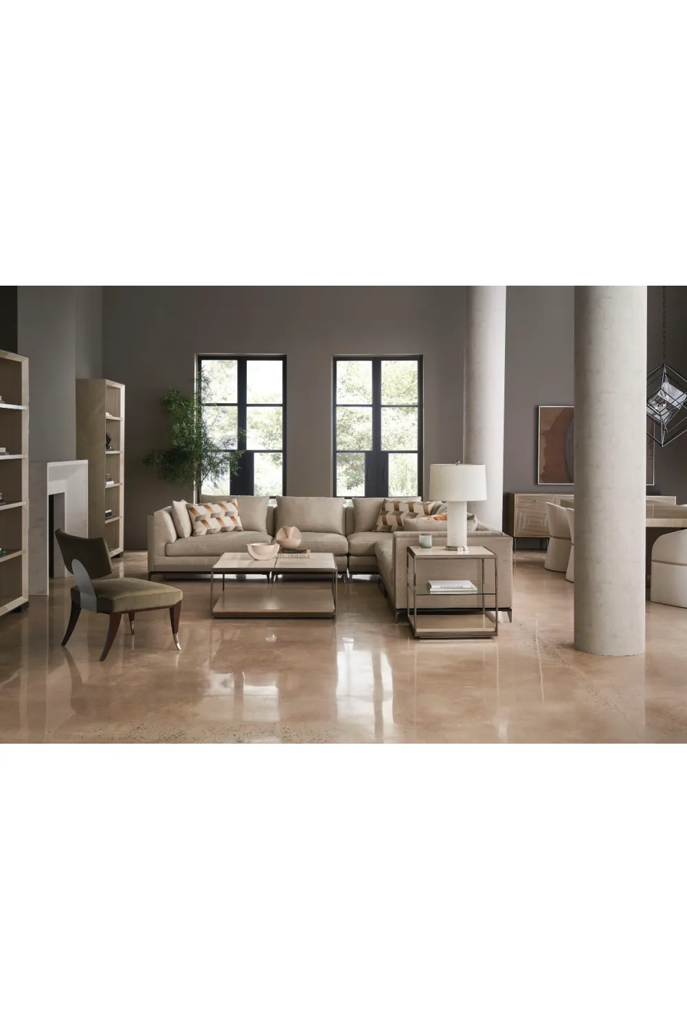Bronze Glass Shelf Bookcase | Caracole High Rise