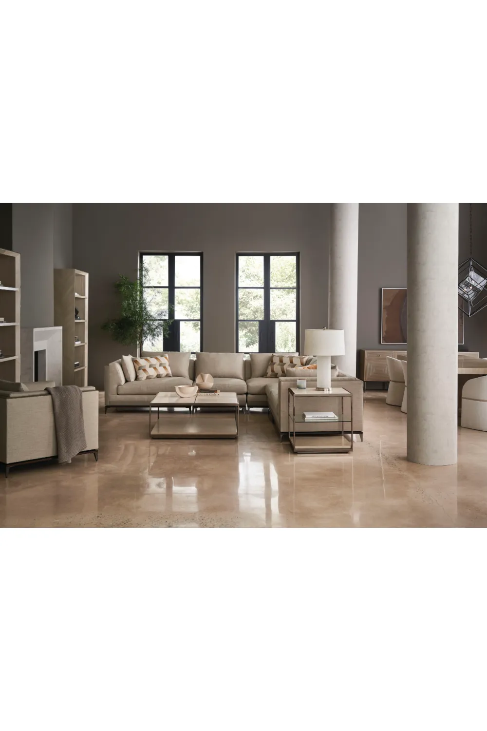 Bronze Glass Shelf Bookcase | Caracole High Rise