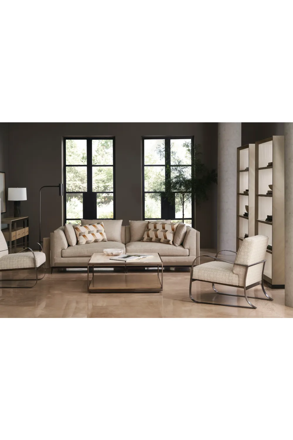 Bronze Glass Shelf Bookcase | Caracole High Rise