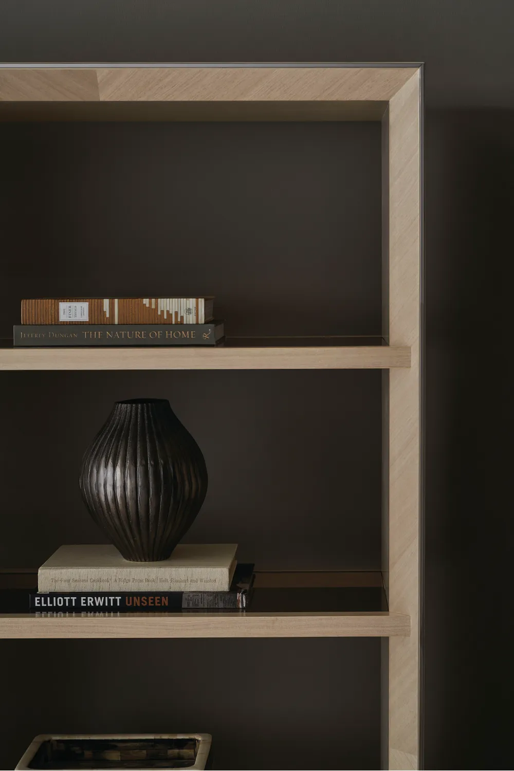 Bronze Glass Shelf Bookcase | Caracole High Rise