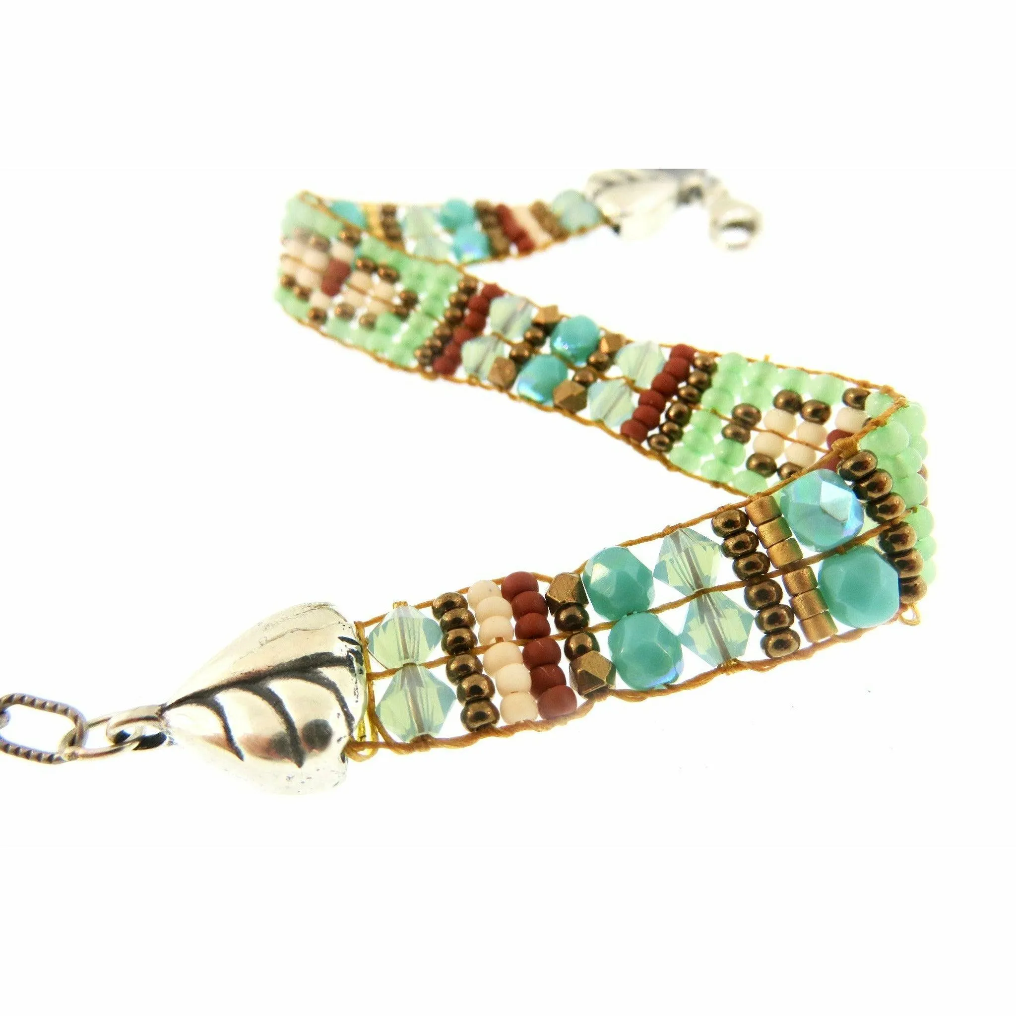 CHILI ROSE Mini Scroll Cinnamon Desert Green Turquoise Bracelet