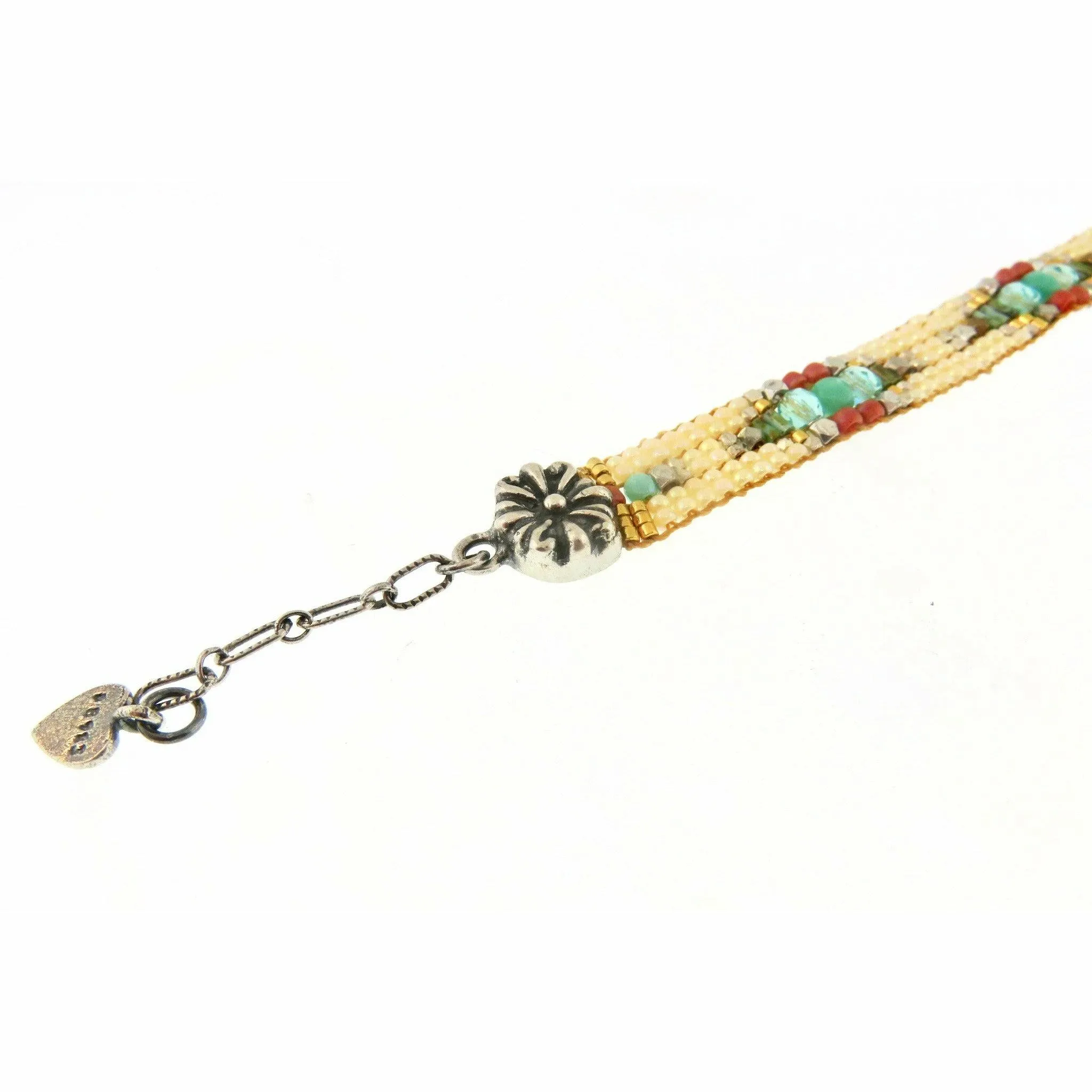 Chili Rose White Silver Channels- Aster Tip Bracelet